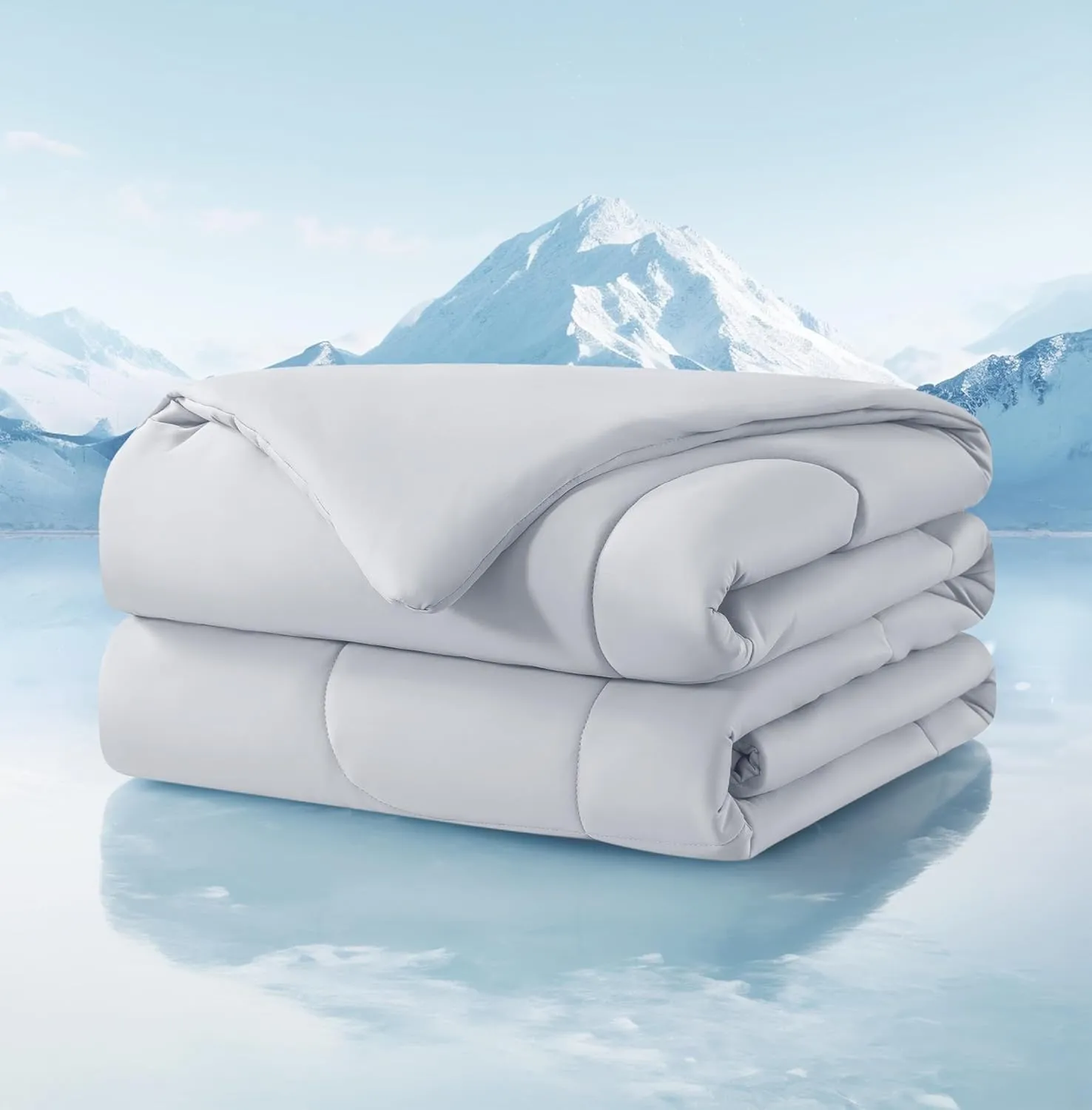 Cooling Comforter Twin/Twin XL Size, All Season Blanket for Hot Sleepers, Lightweight Comforter for Night Sweats, Double-Sided Cooling Bedding for Bed, Sofa, Office, Camping (Light Gray,68"*80")