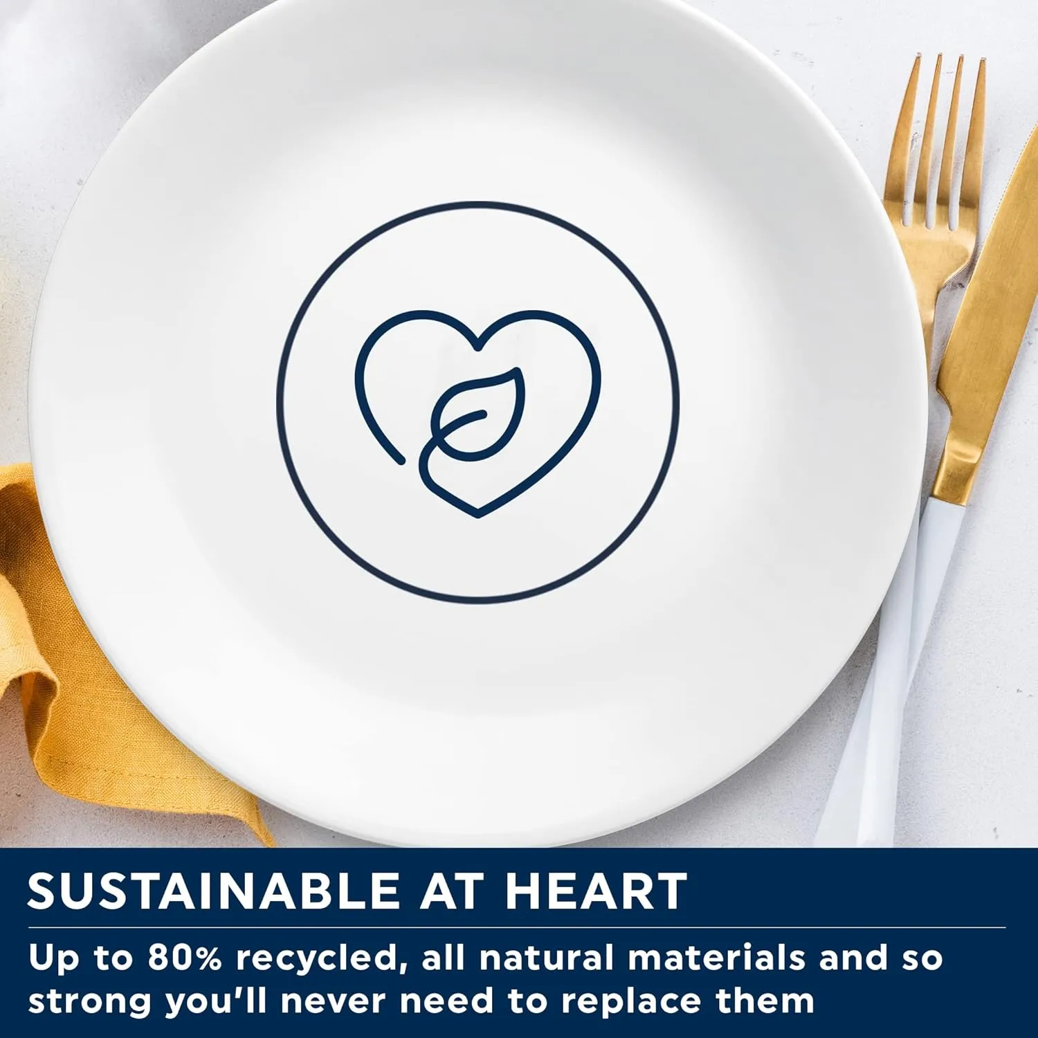 Corelle Dinnerware Set (4pc Set, Pure White)-Set for 4 | Includes 4 x Side Plates | 80% Recycled Glass | 3 X More Durable, Half the Space & Weight of Traditional Ceramic