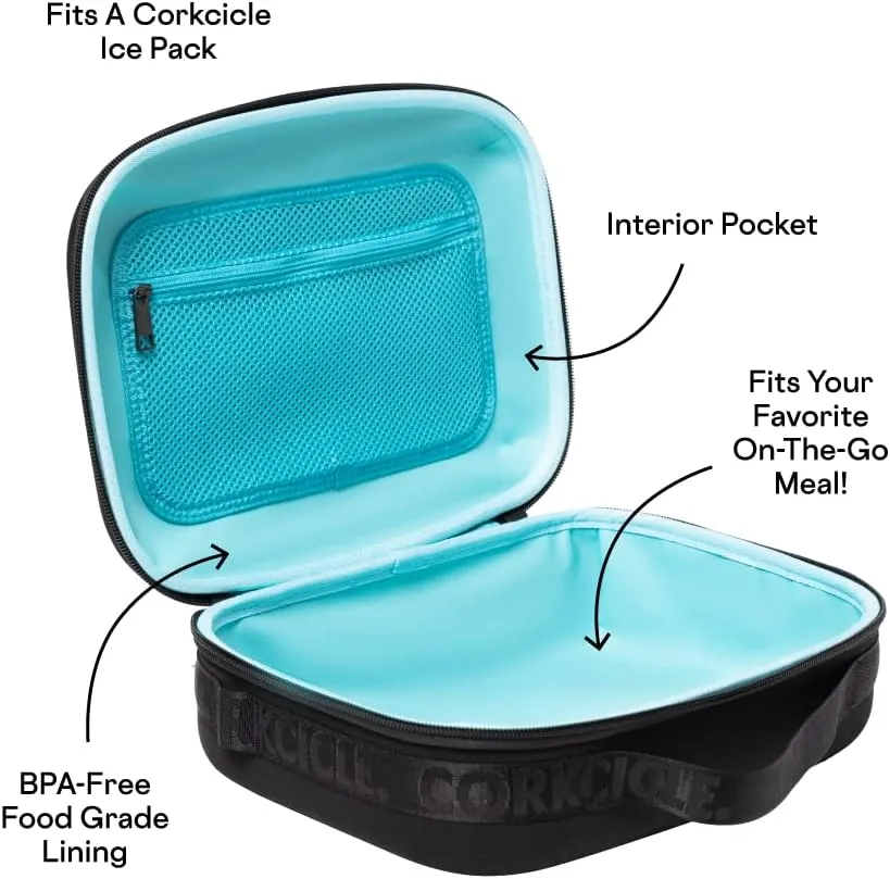 Corkcicle Lunchpod Insulated Lunch Bag, Black Neoprene, 11” x 8.75” x 4” – Crush-Proof Lunch Box Holds 16 oz Food Container – Cooler Bag Has Handle for Easy Carrying, Exterior & Interior Pocket
