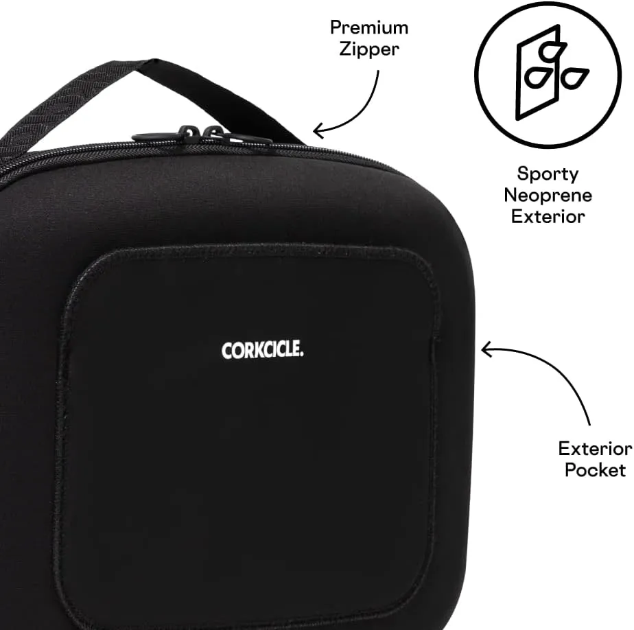 Corkcicle Lunchpod Insulated Lunch Bag, Black Neoprene, 11” x 8.75” x 4” – Crush-Proof Lunch Box Holds 16 oz Food Container – Cooler Bag Has Handle for Easy Carrying, Exterior & Interior Pocket