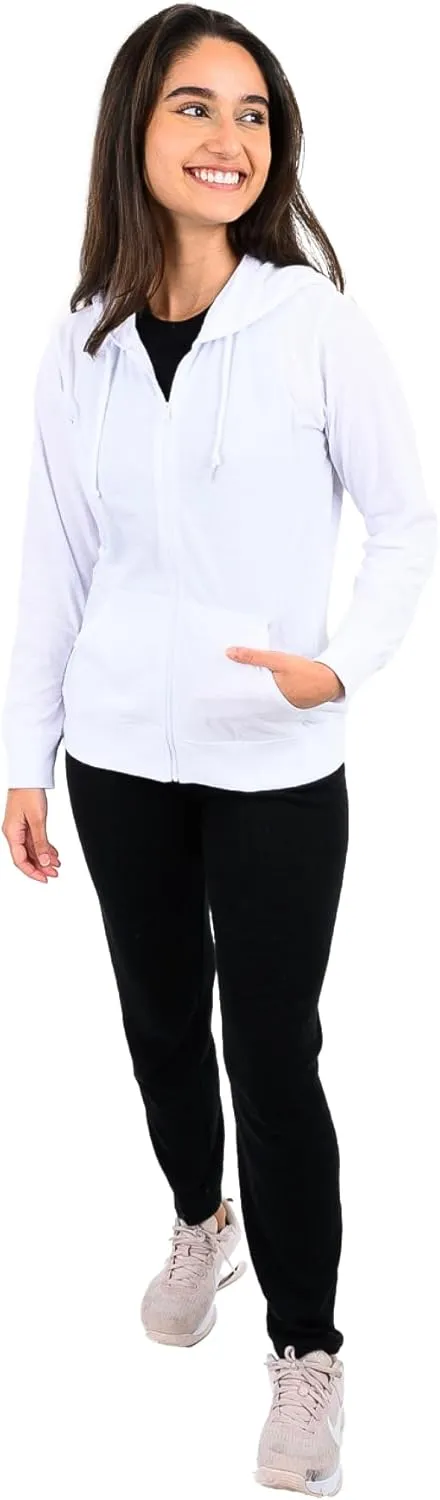 Cottonhood Lightweight Hoodies for Women, Zip Up Hoodie – Soft Jersey Long Sleeve, Hooded Sweatshirt