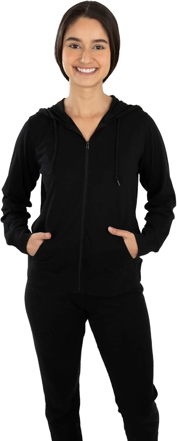 Cottonhood Lightweight Hoodies for Women, Zip Up Hoodie – Soft Jersey Long Sleeve, Hooded Sweatshirt