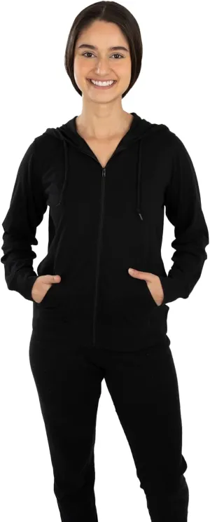 Cottonhood Lightweight Hoodies for Women, Zip Up Hoodie – Soft Jersey Long Sleeve, Hooded Sweatshirt