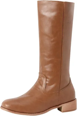 Cowboy Boots for Women Low Heel Winter Boots for Women 2024 Vintage Women's Campus Solid Leather Western Cowboy Boots