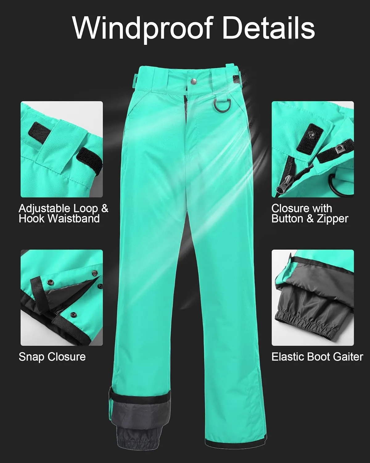 CREATMO US Women's Snow Pants Ski Bibs Waterproof Insulated Winter Snowboard