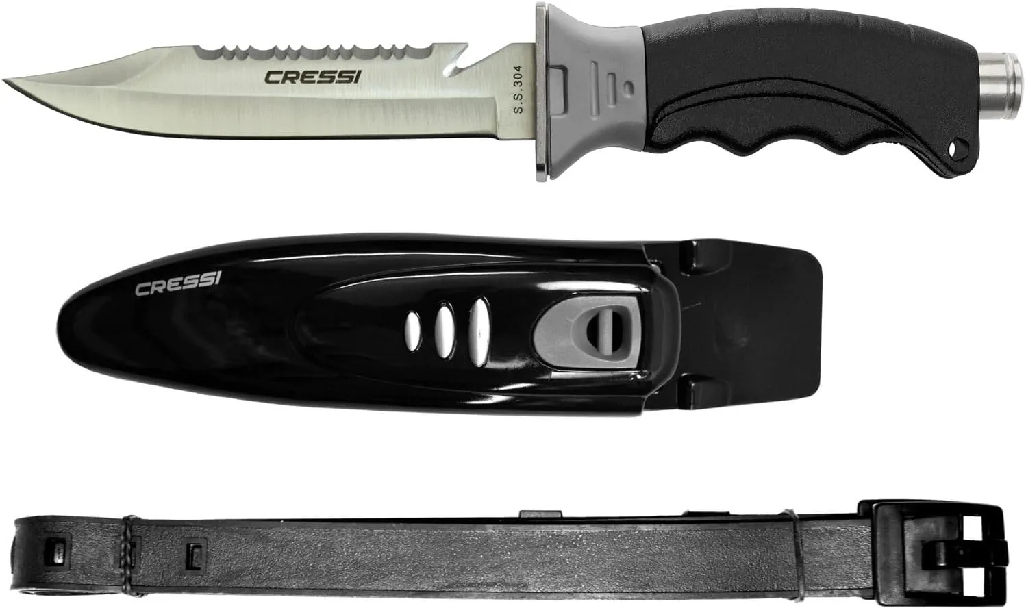 Cressi Borg, Long Blade Knife for Diving and Spearfishing Knife - Pointed & Blunt Tip