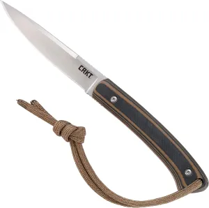 CRKT Biwa Fixed Blade Knife with Sheath: Lightweight Hunting Knife, Drop Point Blade with Friction Grooves, G10 Handle, Nylon Sheath with Multiple Carry Options 2382