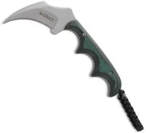 CRKT Keramin Fixed Blade Knife: Compact Utility Neck Knife, Folts Razor Edge Karambit Knife with Bead Blast Blade, Resin Infused Fiber Handle, and Sheath 2389