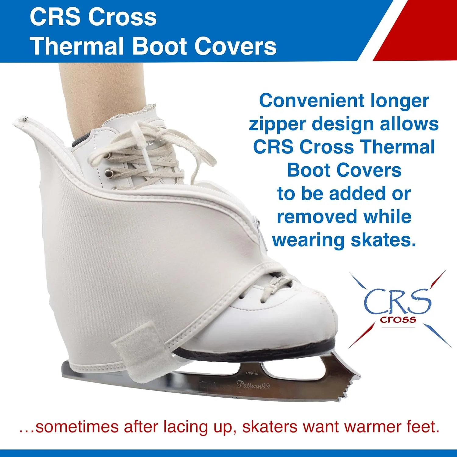 CRS Cross Thermal Ice Skate Boot Covers. Insulated Warm Neoprene Thermal Covers for Ice Skating, Roller, Hockey and Figure Skates.
