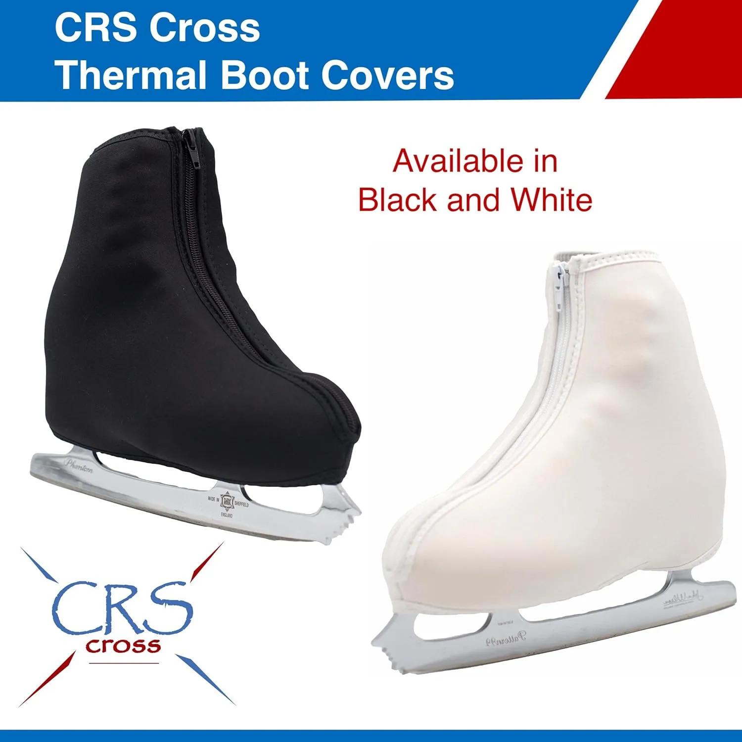 CRS Cross Thermal Ice Skate Boot Covers. Insulated Warm Neoprene Thermal Covers for Ice Skating, Roller, Hockey and Figure Skates.