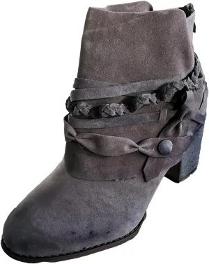 Ctreela Boho Booties Chunky Heel Shootie Retro Gypsy Ankle Boots Western Vintage Faux Suede Fringe Slip On Boot for Women