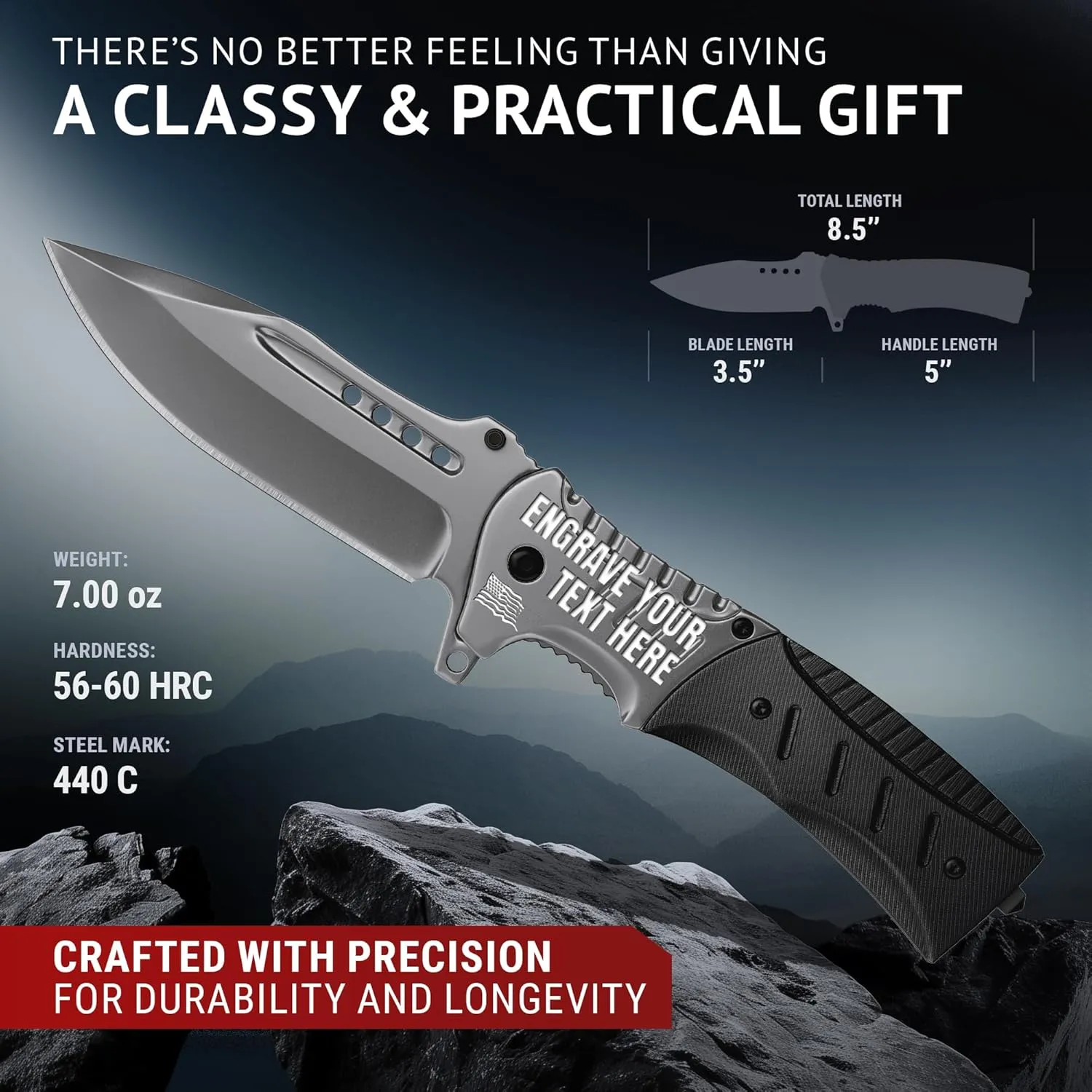 Custom Knife for Men and Women - Personalized Idea Gifts - Engraved Gifts for Dad Husband Boyfriend Wife Girlfriend - Customized Pocket Knives for Birthday - Best Unique Present 0208 PS