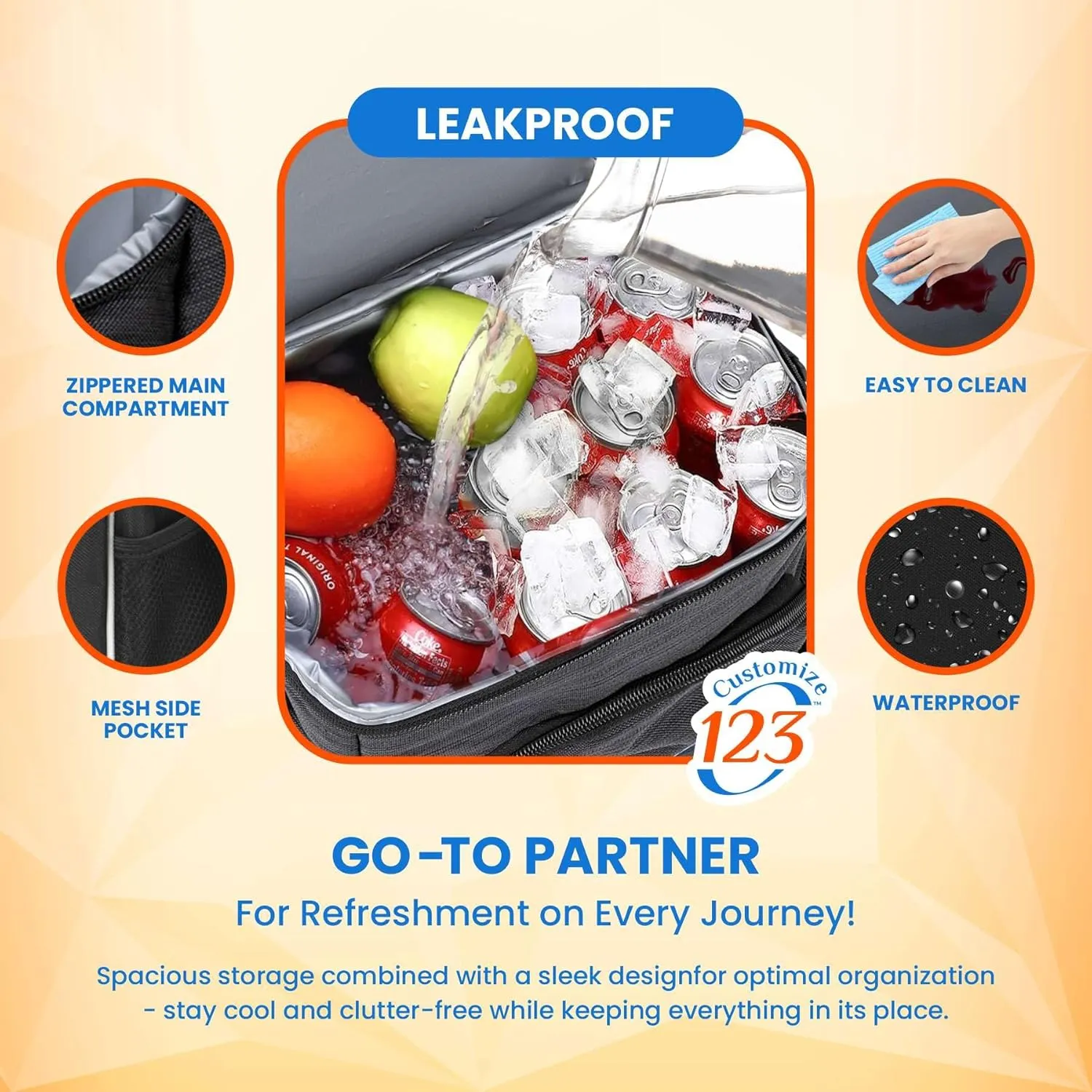 Custom Soft Cooler Bag - Personalize Your Insulated Bag | for Corporate Events or Gifts - Leak Proof Customizable Portable Cooler Bag Holds 30 Beer Cans - 13 x 11 x 7.25 - Customize 123