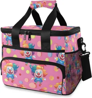 Cute Clown Pink Cooler Bag Insulated Cooler Soft Sided Cooler 24 Can Portable Picnic Bag Large Leakproof Lunch Bag Box for Beach Grocery Camping Travel Car Men Women