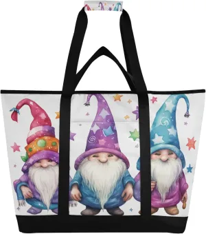 Cute Gnome Reusable Insulated Cooler Bag with Ice Pack Compartment - Large 47L Waterproof Thermal Grocery Tote for Picnic Beach Camping Lunch Storage