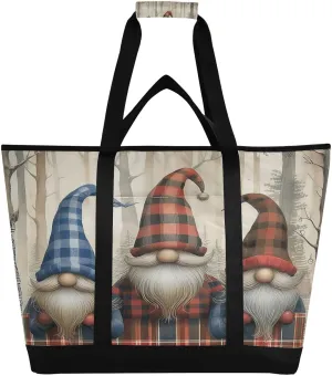 Cute Gnome Reusable Insulated Lunchbox Cooler Bag, Leakproof Kitchen Grocery Bag Collapsible Portable Cooler Tote Bag for Picnic, Camping, Office, Travel