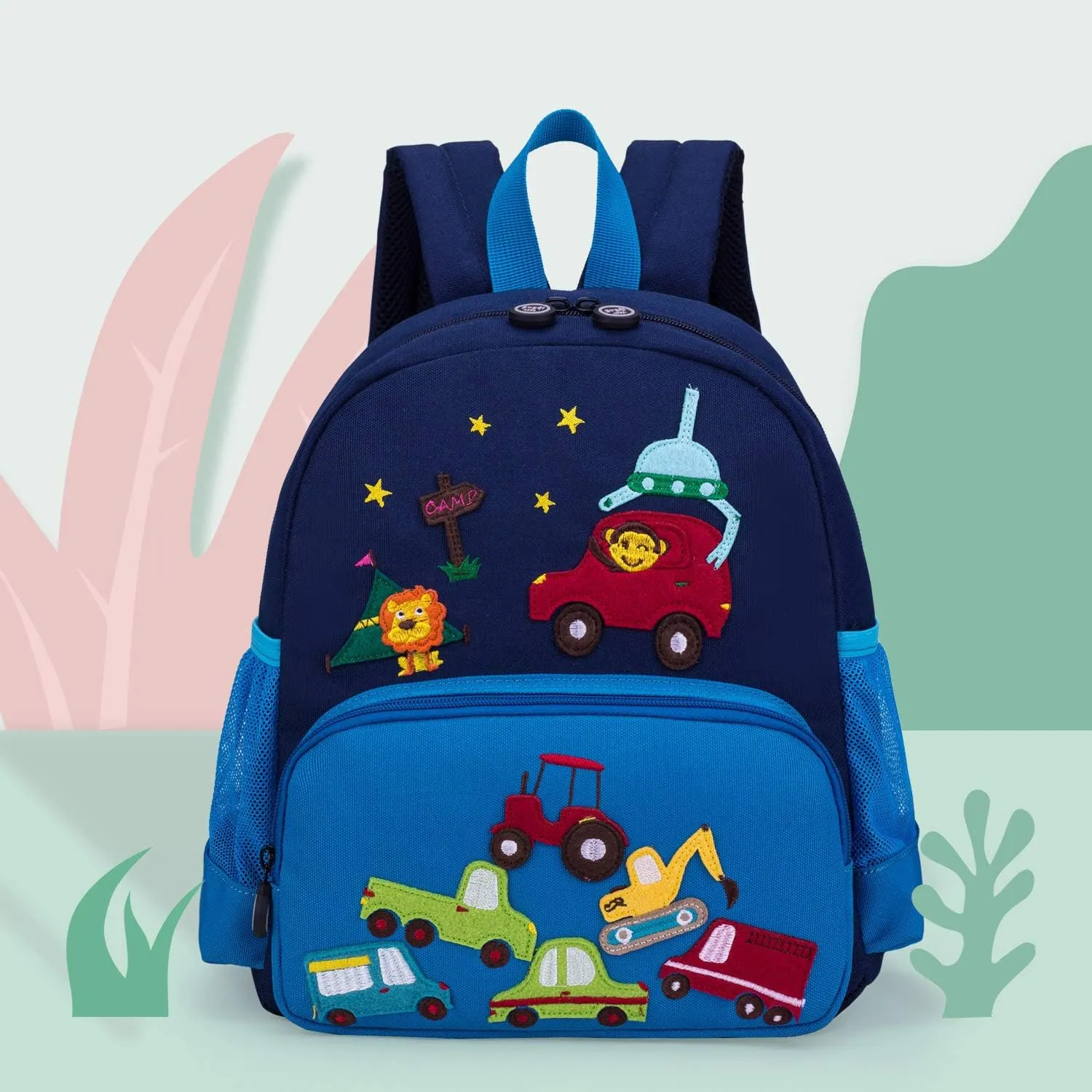 Cute Zoo Little 3d Backpack Kids Backpack for Boys and Girls Toddler Backpack Waterproof Preschool Safety Harness Leash (Blue Car Small Size,Age 1-2)