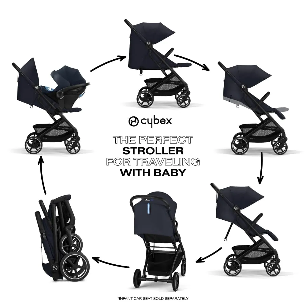 CYBEX Beezy 2 Compact and Lightweight Travel Stroller - Compatible with CYBEX Car Seats, Dark Blue