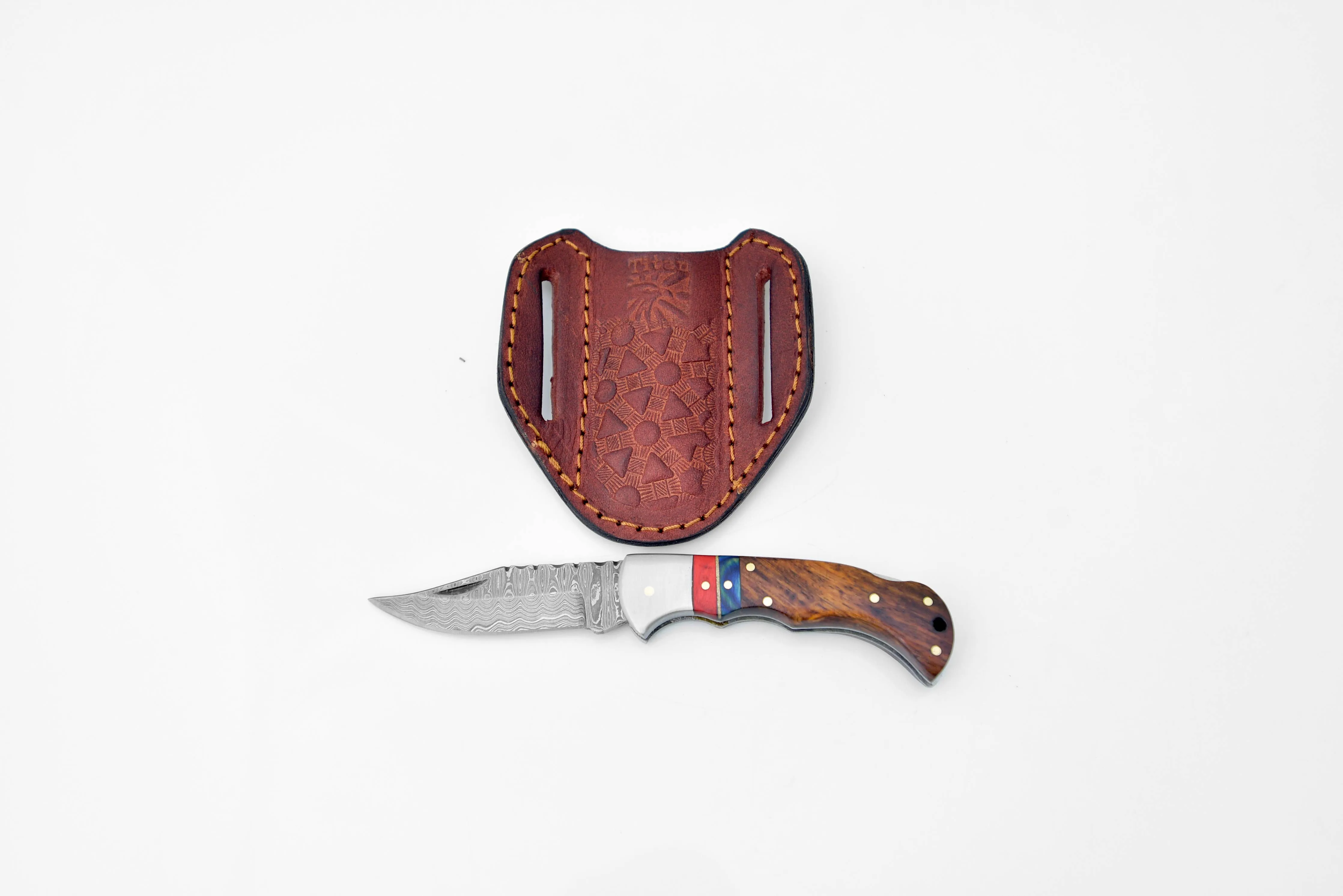 Damascus Limited Run Walnut Pocket Knife - Titan Int.