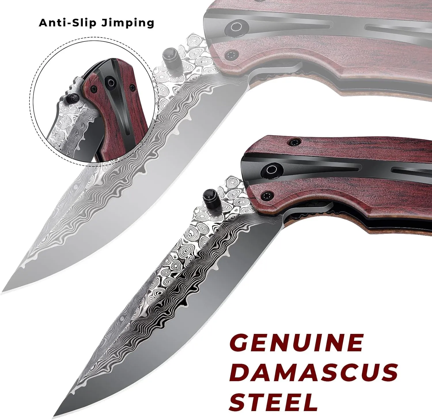Damascus Pocket Knife for Men, Folding Knife Outdoor Tactical Knives for Hunting Fishing Camping, 3.7" Handmade Damascus Steel Blade, Liner Lock, Christmas Gifts for Men Women Dad Husband Boyfriend