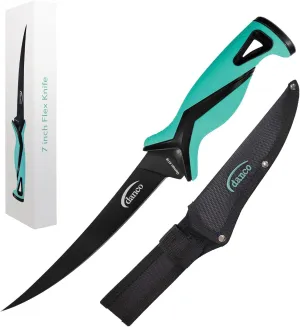 danco Pro Series 7" Fillet Knife | Full Tang German G4116 Stainless-Steel Blades with Teflon Coating, Molded Nylon Sheath, Perfect for Saltwater Fishing & Hunting