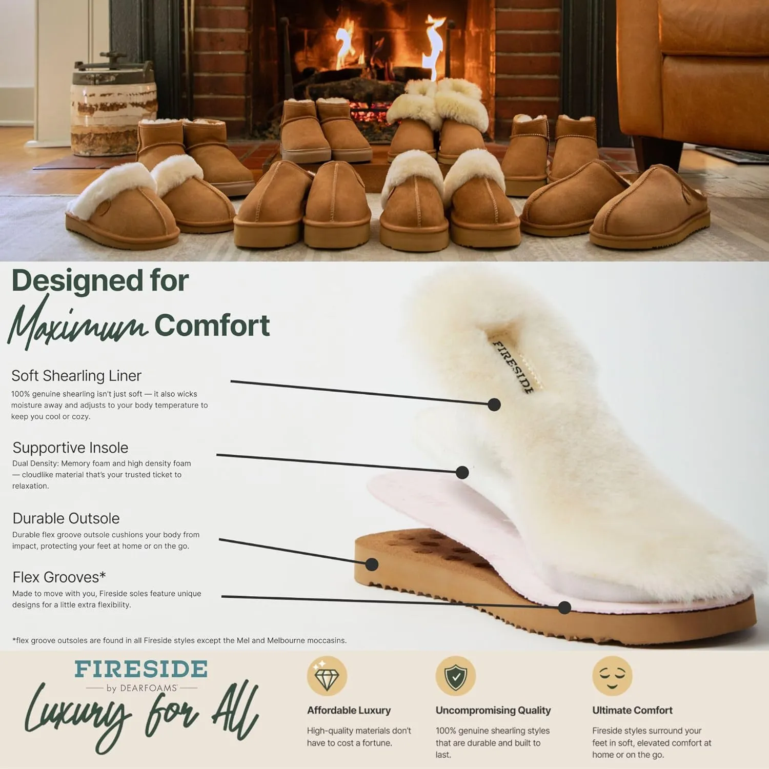 Dearfoams Women's Fireside Bathurst-Shearling Water Resistant Durable Memory Foam Slipper Ankle Boot