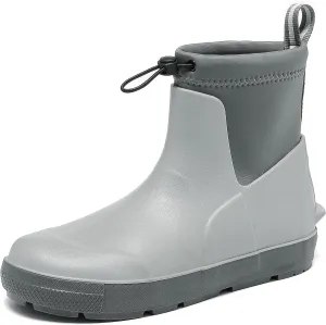 Deck Boots For Men Anti-Slip, Waterproof Ankle Rain Boots, Rubber Outdoor Fishing Footwear, Chelsea Garden Work Water Shoes, Size 6.5-12