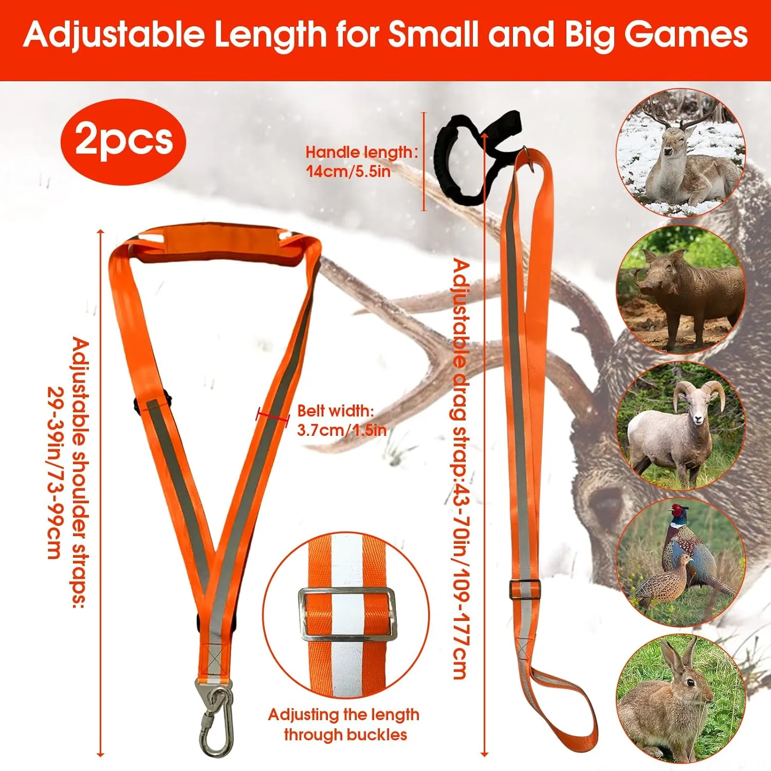 Deer Drag and Harness Heavy Duty Deer Drag Strap Durable Safety Deer Dragging Rope Deer Hunting Accessories for Deer Hunters