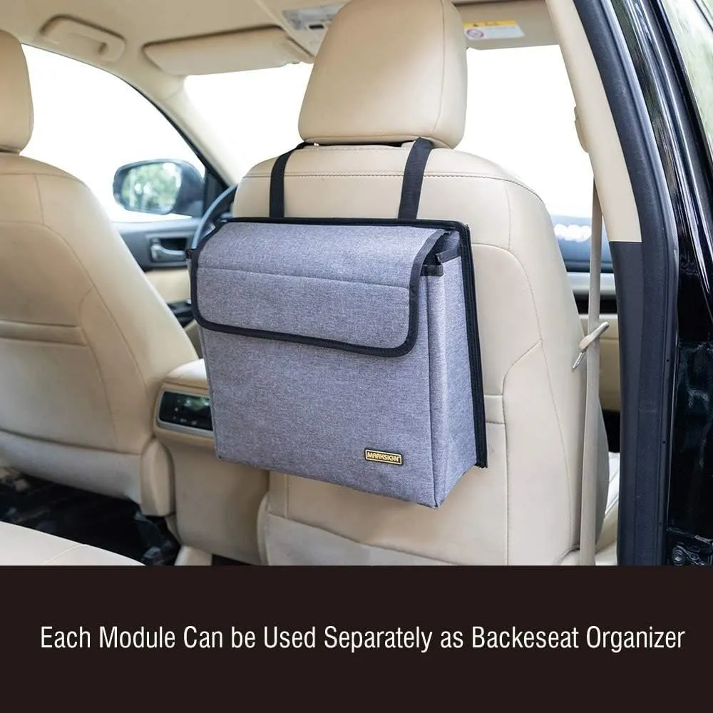 Deluxe Trunk and Backseat Organizer for Medium or large size SUVs & RVs, Detachable Storage Modules with Built-in Cooler, Patent Pending