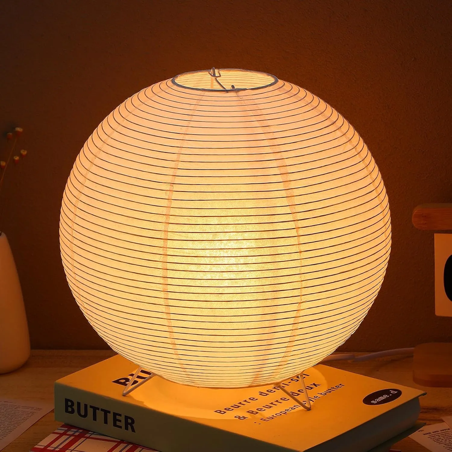 Desk Lamp Modern Table Lamps Small Table Lamps Decorative Table Lamp for Bedroom Japanese Style Lamp Paper Night Lamp Dorm Lamp Child Metal Night Light Personality