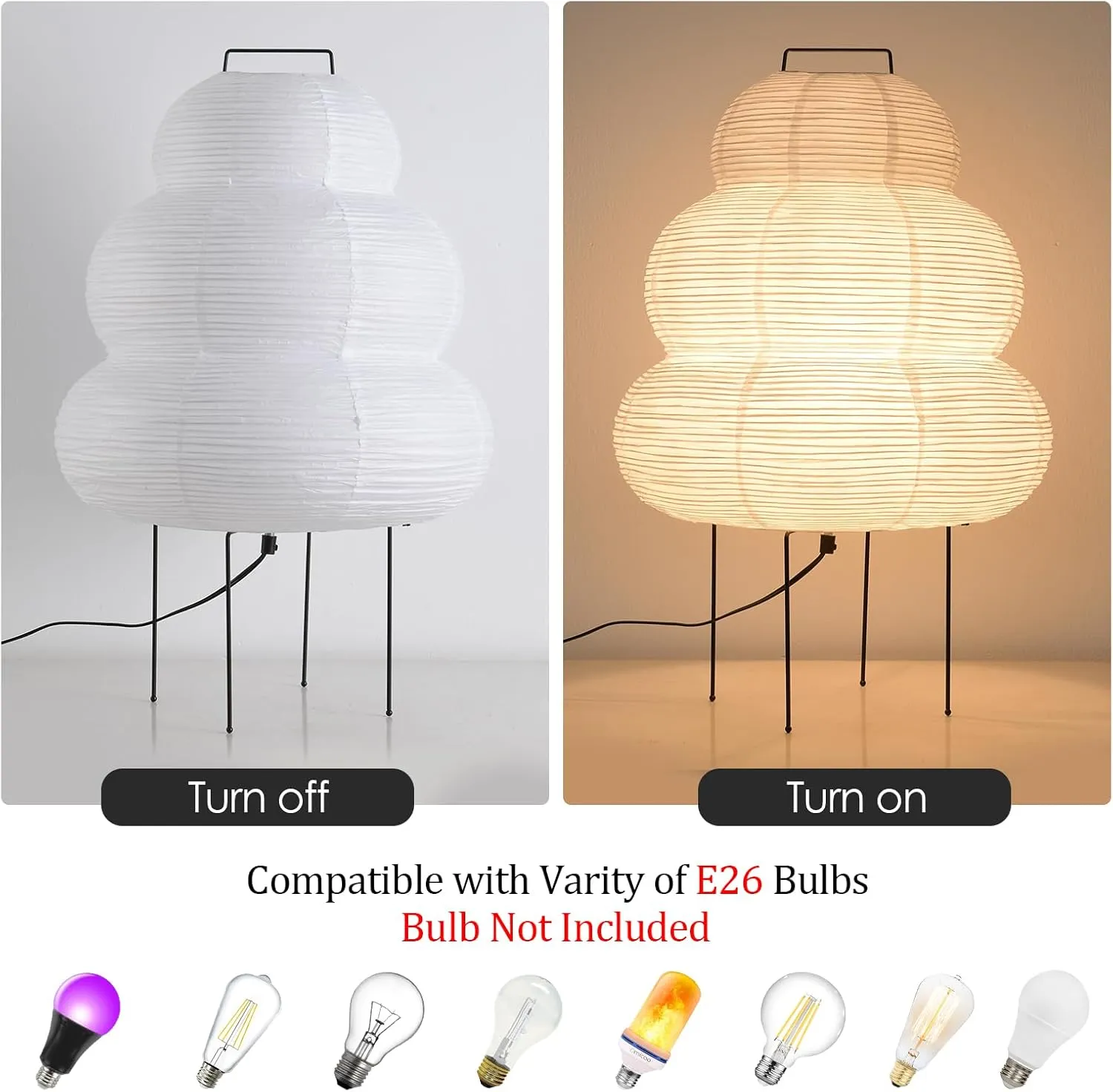 Desk Rice Paper Floor Light,15.75" Nordic Design Floor Lamp,Rice Paper Lantern Bedside Light,Living Room Desk Lamp Bedrooms Paper Desktop Lights