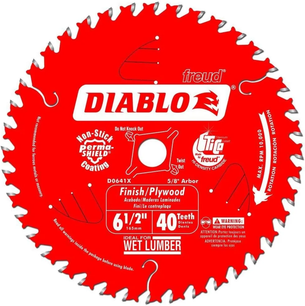 Diablo High-Performance Finish Trim Saw Blade for Wood - 6-1/2" x 40-Teeth, Tico Carbide - D0641X