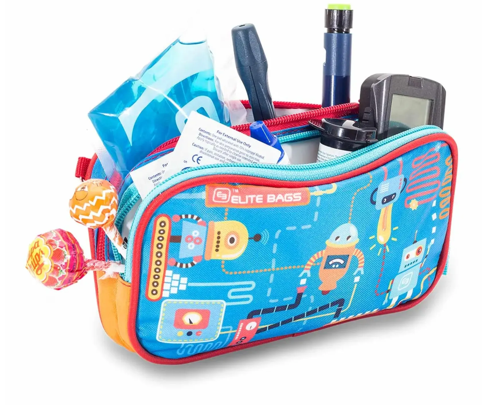 DIAS Kids Diabetes Toiletry Bag for Kids Isothermal Bag Blue with Gel Cool Pack