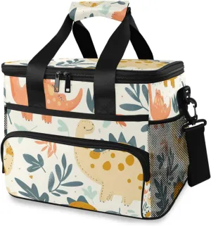 Dinosaur Leaves Dino Cooler Bag Insulated Cooler Soft Sided Cooler 24 Can Portable Picnic Bag Large Leakproof Lunch Bag Box for Beach Grocery Camping Travel Car Men Women