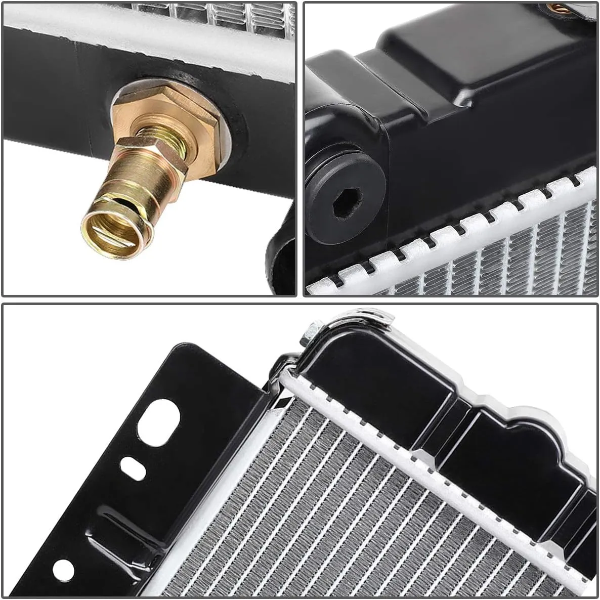 DNA MOTORING OEM-RA-1707 1-Row OE Style Bolt-On Aluminum Core Radiator Compatible with 99-03 Ram 1500 2500 3500 AT, 26-5/16" W H X18-3/4" H X 1-1/4", 1-1/2" Inlet, 1-3/4" Outlet