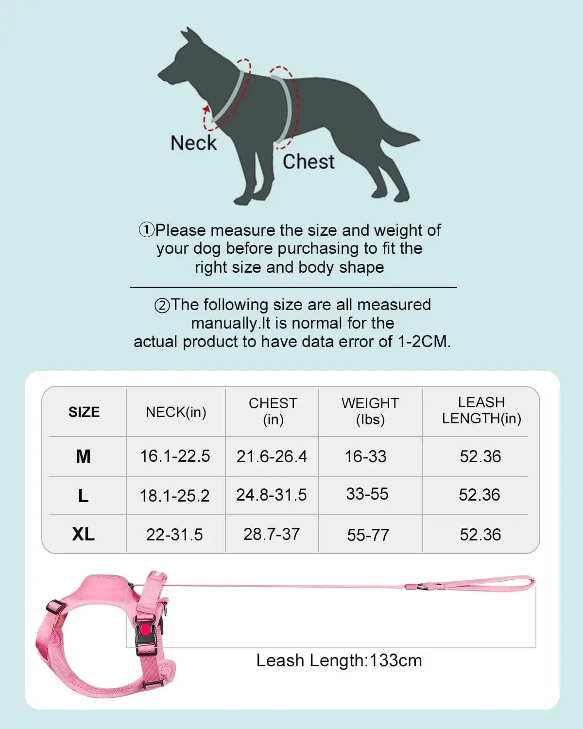 Dog Harness Front Clip Adjustable Outdoor Walking Leash Set