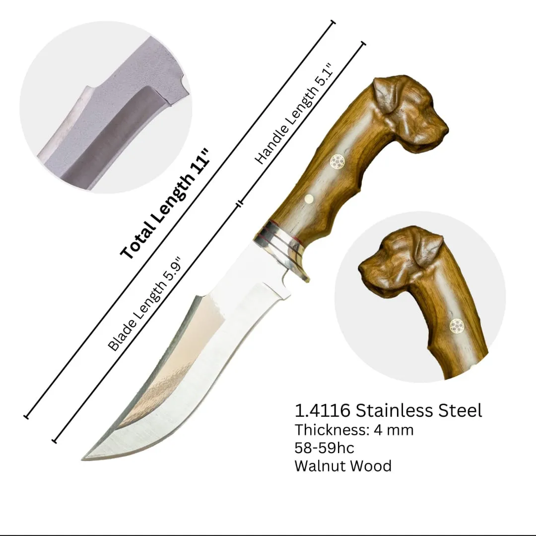 Dog Head Fixed Blade Bushcraft Knife