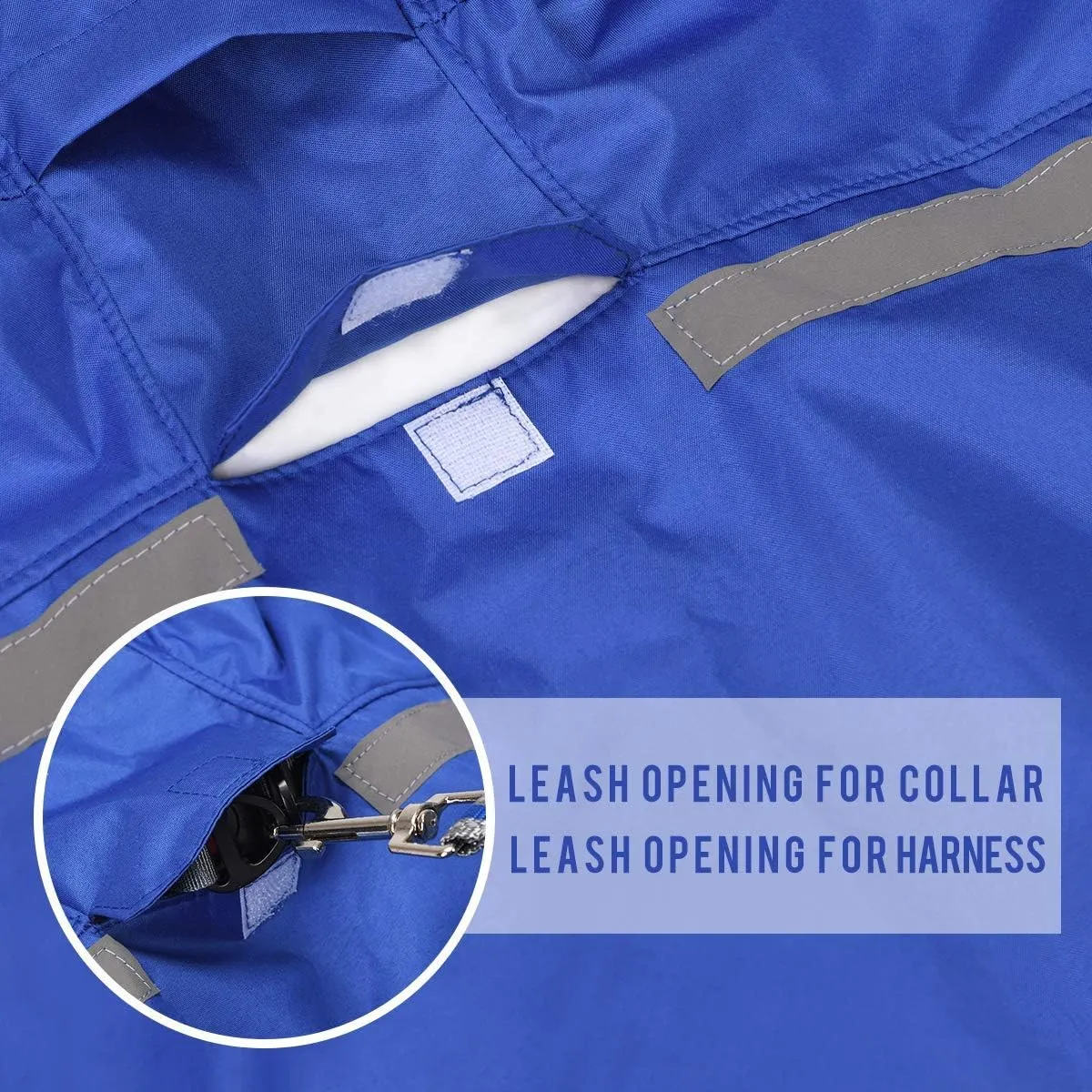 Dog Raincoat with Adjustable Belly Strap and Leash Hole - Hoodie with Reflective Strip - Waterproof Slicker Lightweight Breathable Rain Poncho Jacket for Medium Large Dogs - Easy to Wear
