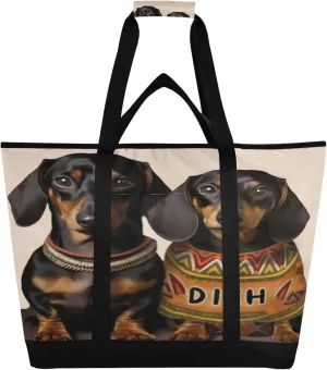 Dog Reusable Insulated Cooler Bag with Ice Pack Compartment - Large 47L Waterproof Thermal Grocery Tote for Picnic Beach Camping Lunch Storage