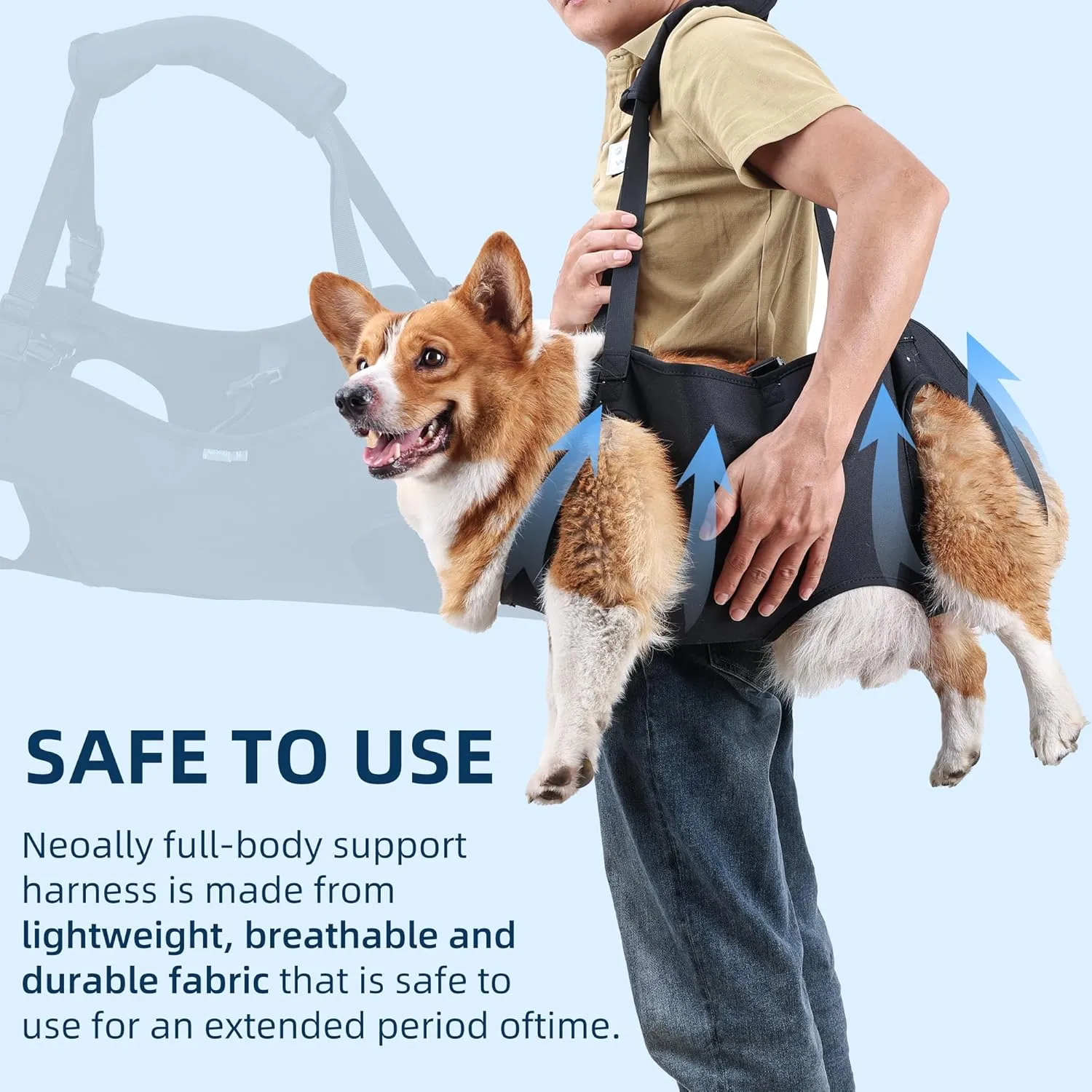 Dog Lift Harness,Full Body Dog Sling Carrier with Handle,Total Body Support for Dogs,Pet Dog Leg Support Sling Adjustable Retractable Breathable Lift Harness (M)