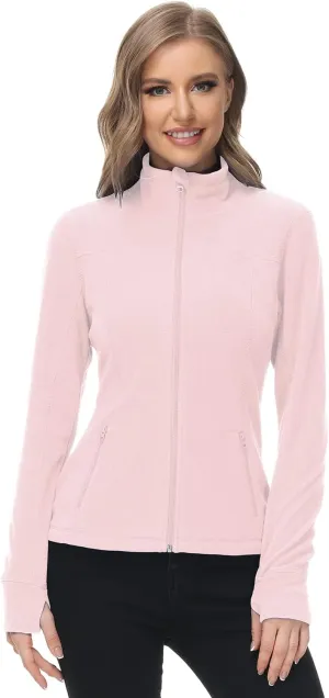 Dolcevida Women's Lightweight Soft Fleece Athletic Running Track Jackets Slim Fit Workout Jacket with Thumb Holes