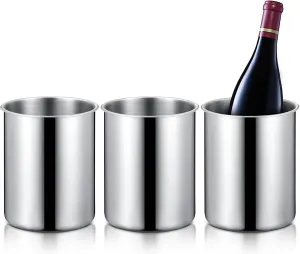 Domensi 3 Pcs Wine Chiller Bucket 750 ML Champagne Bucket Stainless Steel Wine Chillers for Bottles Keeps Cold for Hours