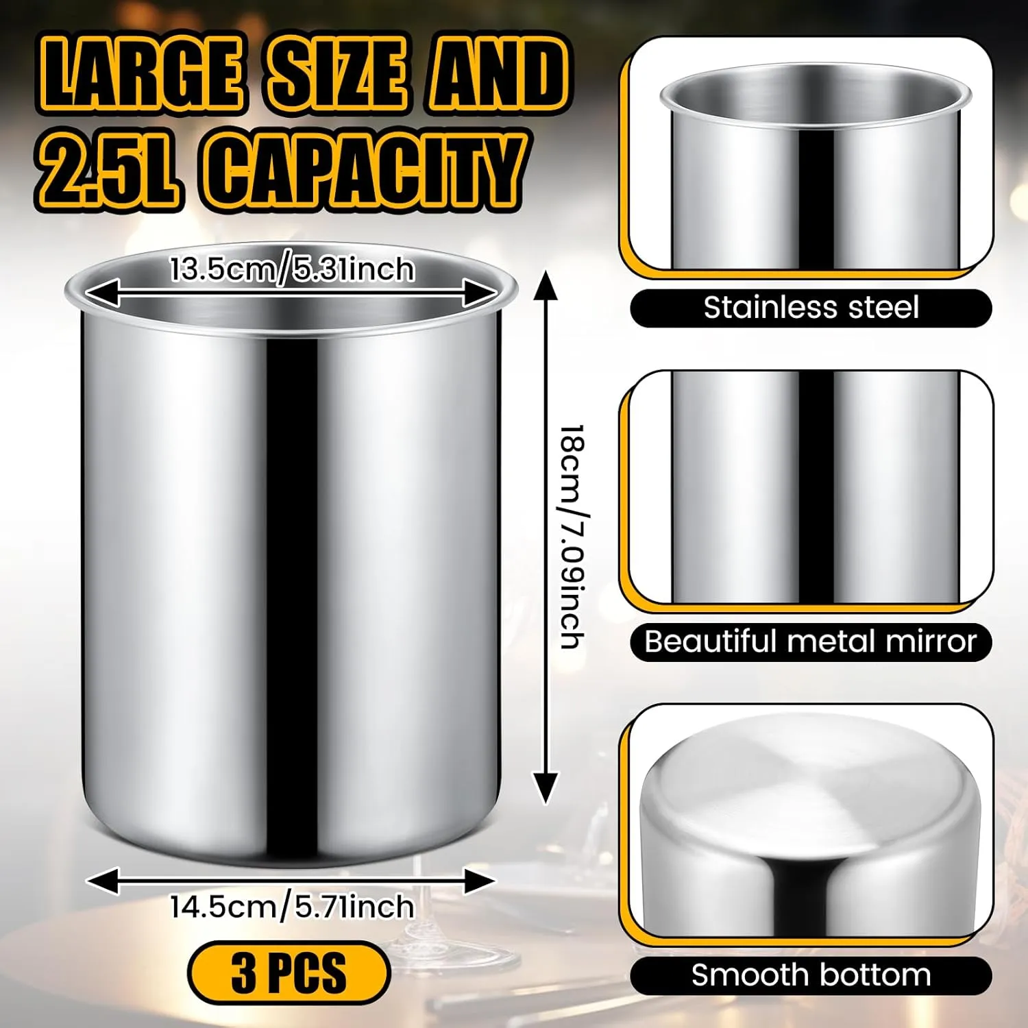 Domensi 3 Pcs Wine Chiller Bucket 750 ML Champagne Bucket Stainless Steel Wine Chillers for Bottles Keeps Cold for Hours