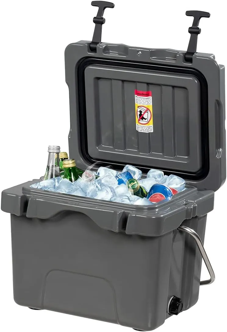 DORTALA 16 Quart Cooler, Heavy Duty Ice Chest with Handle, Drain Plug & 2 Cup Holders, 3-5 Day Ice Retention, Portable Ice Cooler Ideal for Camping, Travel, Fishing &Activities
