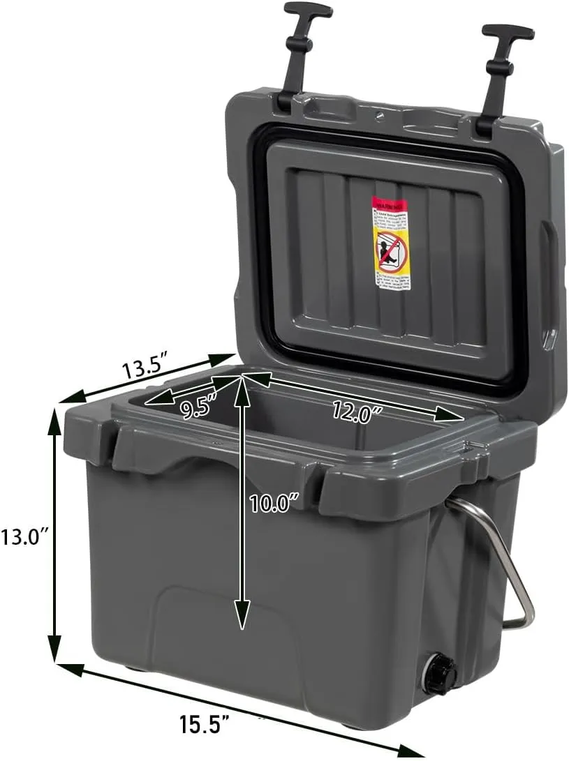 DORTALA 16 Quart Cooler, Heavy Duty Ice Chest with Handle, Drain Plug & 2 Cup Holders, 3-5 Day Ice Retention, Portable Ice Cooler Ideal for Camping, Travel, Fishing &Activities