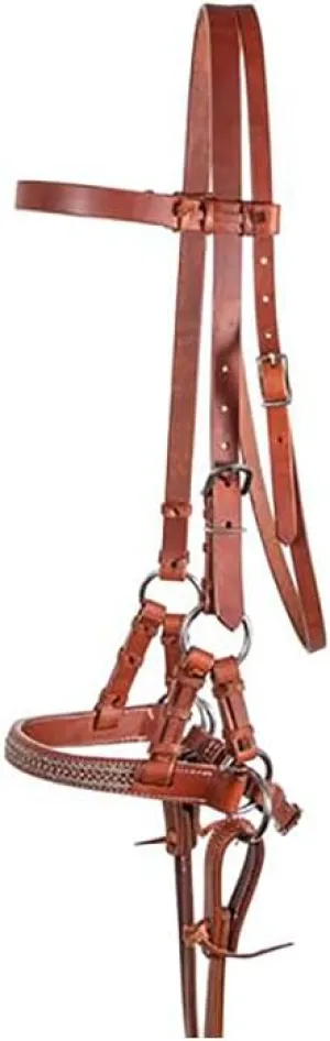 Double S Harness Leather Decorative Nose Side Pull | Bitless Training Aid | Accommodates Horses with Dental Issues | Ideal for Leisure Riding