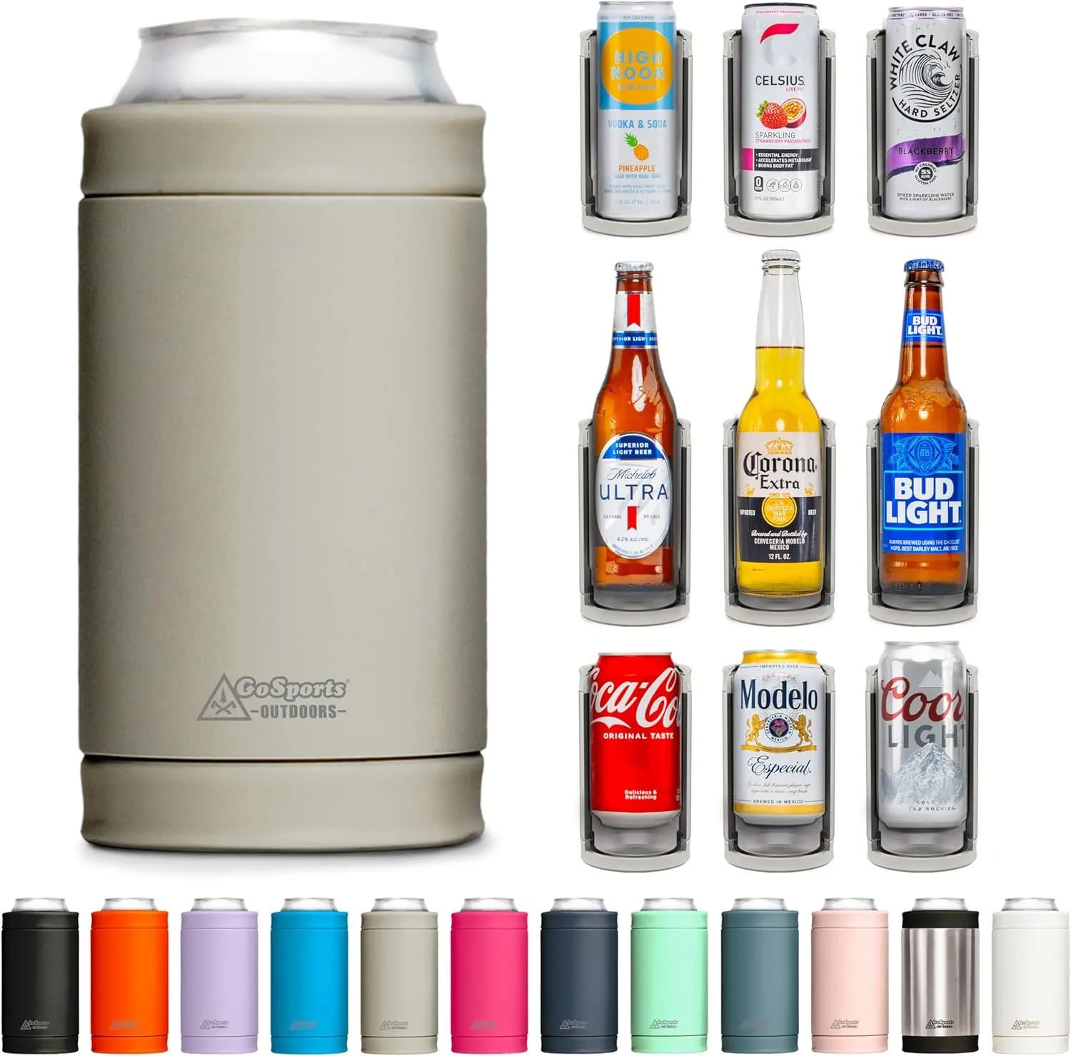 DUALIE 3 in 1 Insulated Can Cooler - 15  Colors - Universal Size for 12 oz Cans, Slim Cans, and Bottles