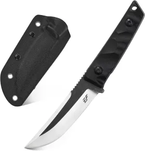 Eafengrow EF101 Fixed Blade Knives,Camping Knife 440C Stainless Steel Outdoor Survival Field Knife with G10 Handle Waist Clip Kydex Sheath,Black