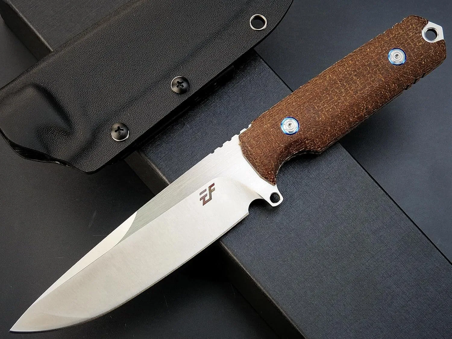 Eafengrow EF131 Fixed Blade Knife,DC53 Steel Blade,Micarta Handle Full Tang Fixed Knifes for Camping Hunting Bushcraft