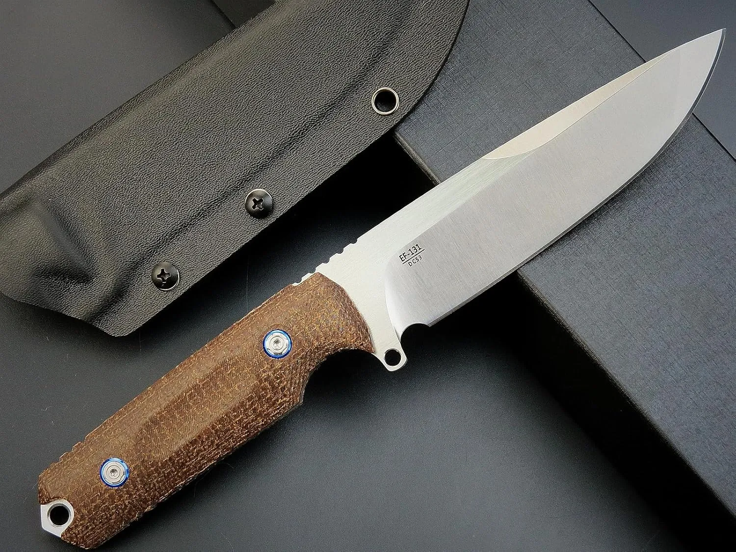 Eafengrow EF131 Fixed Blade Knife,DC53 Steel Blade,Micarta Handle Full Tang Fixed Knifes for Camping Hunting Bushcraft